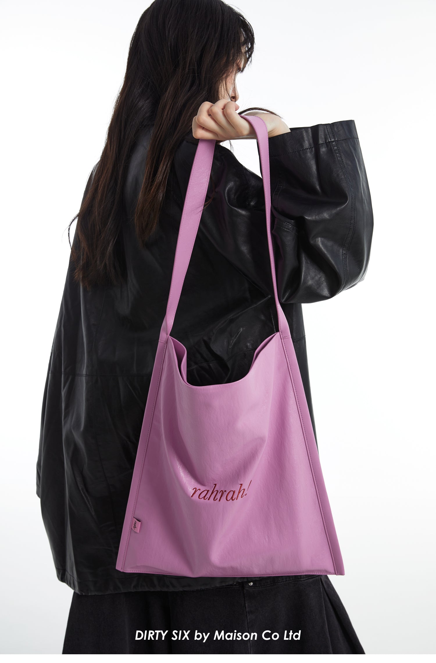 DirtySix "rahrah!" contrasting embroidery thread leather tote bag