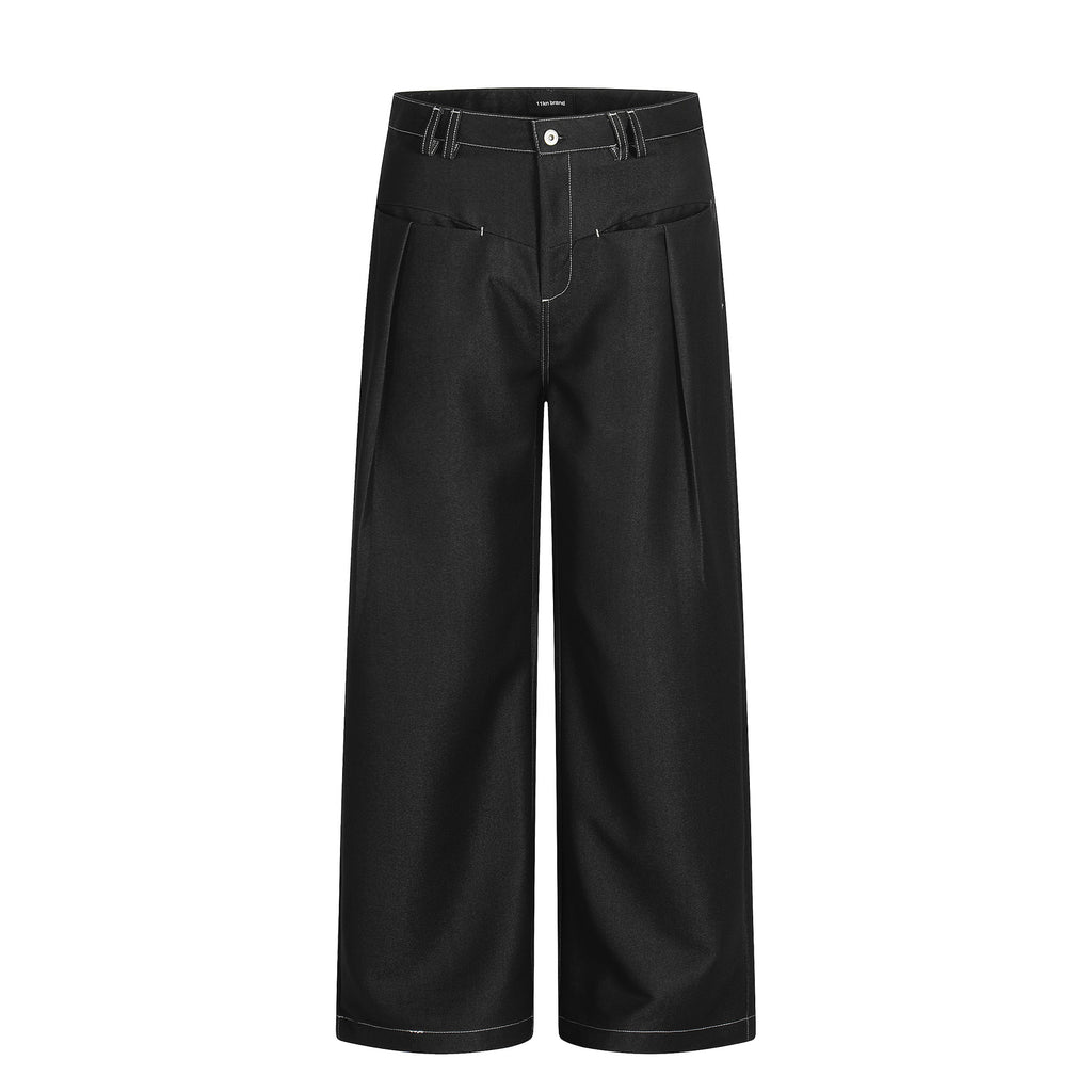 11KN Retro Bright Line Drape Versatile Trousers