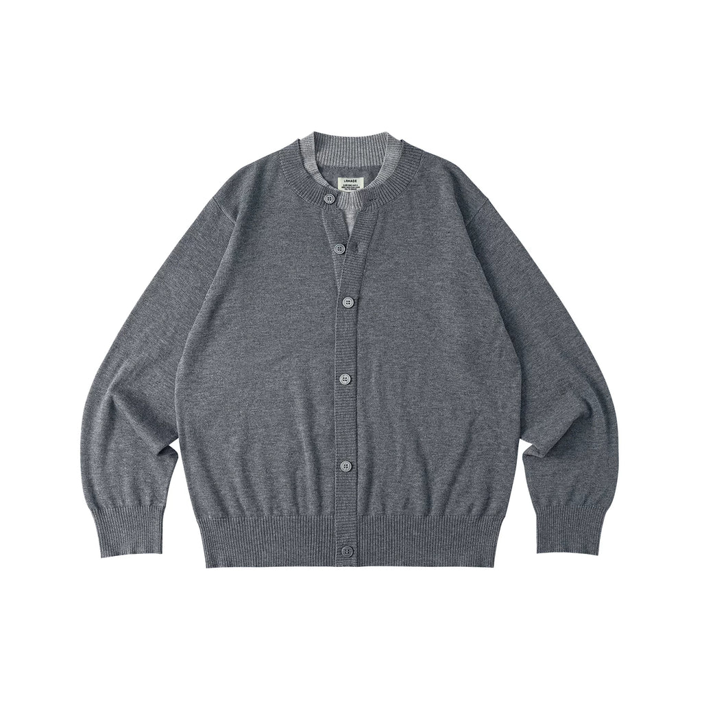 LR Contrasting Neckline Lazy Fake Two-piece Knitted Sweater