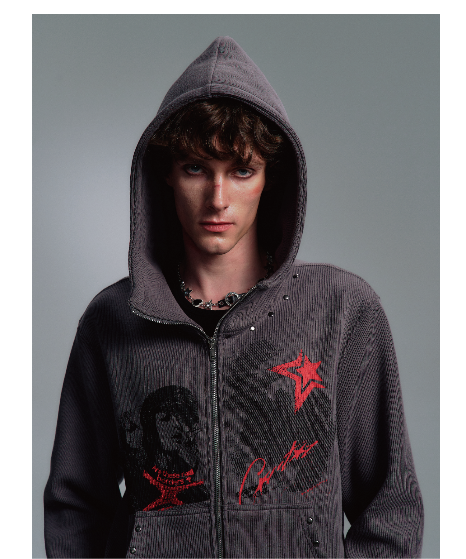 PAIKI Rivet Subculture Visual Sweater Jacket