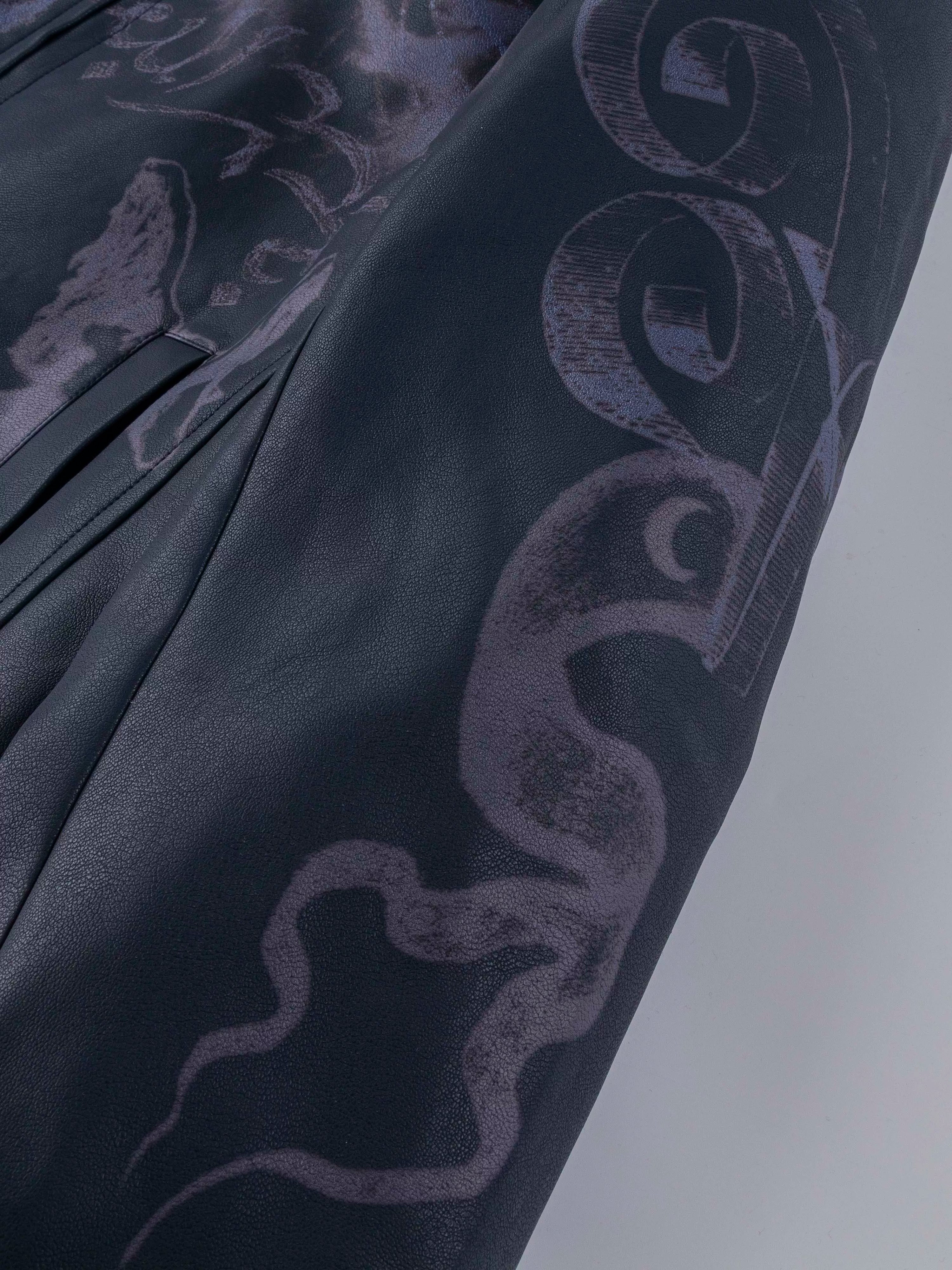 VETERANBOI TATOO PRINT LEATHER JACKET