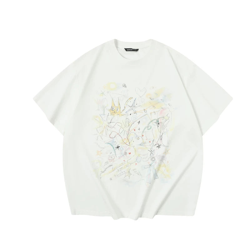TGNS Hand Painted Halo Pattern Print Casual Tee