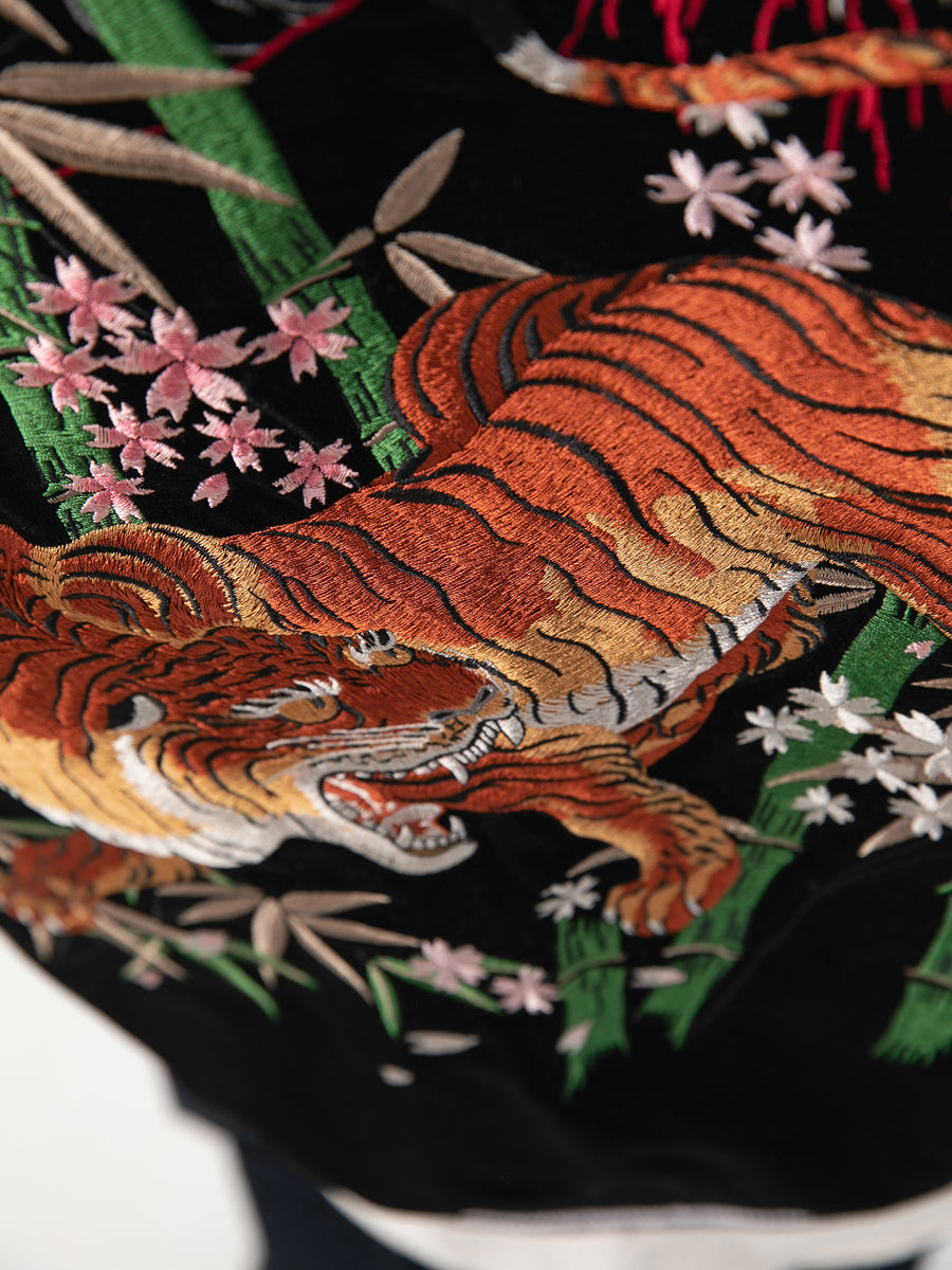 SKAJAN bamboo tiger embroidered baseball jersey jacket