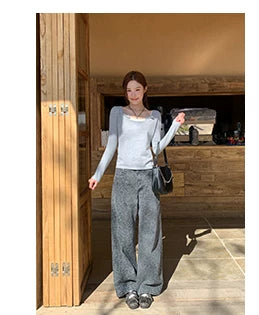 KANO Leopard Straight Wide Leg Jeans