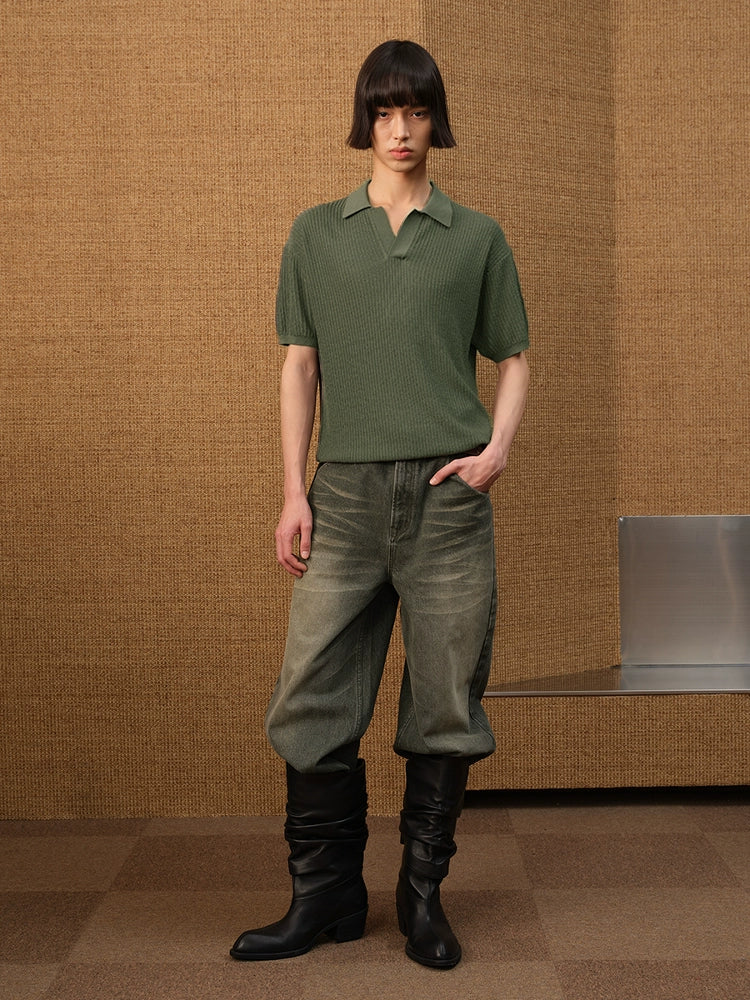 JCAESAR POLO Collar Ice Silk Knitted Tee