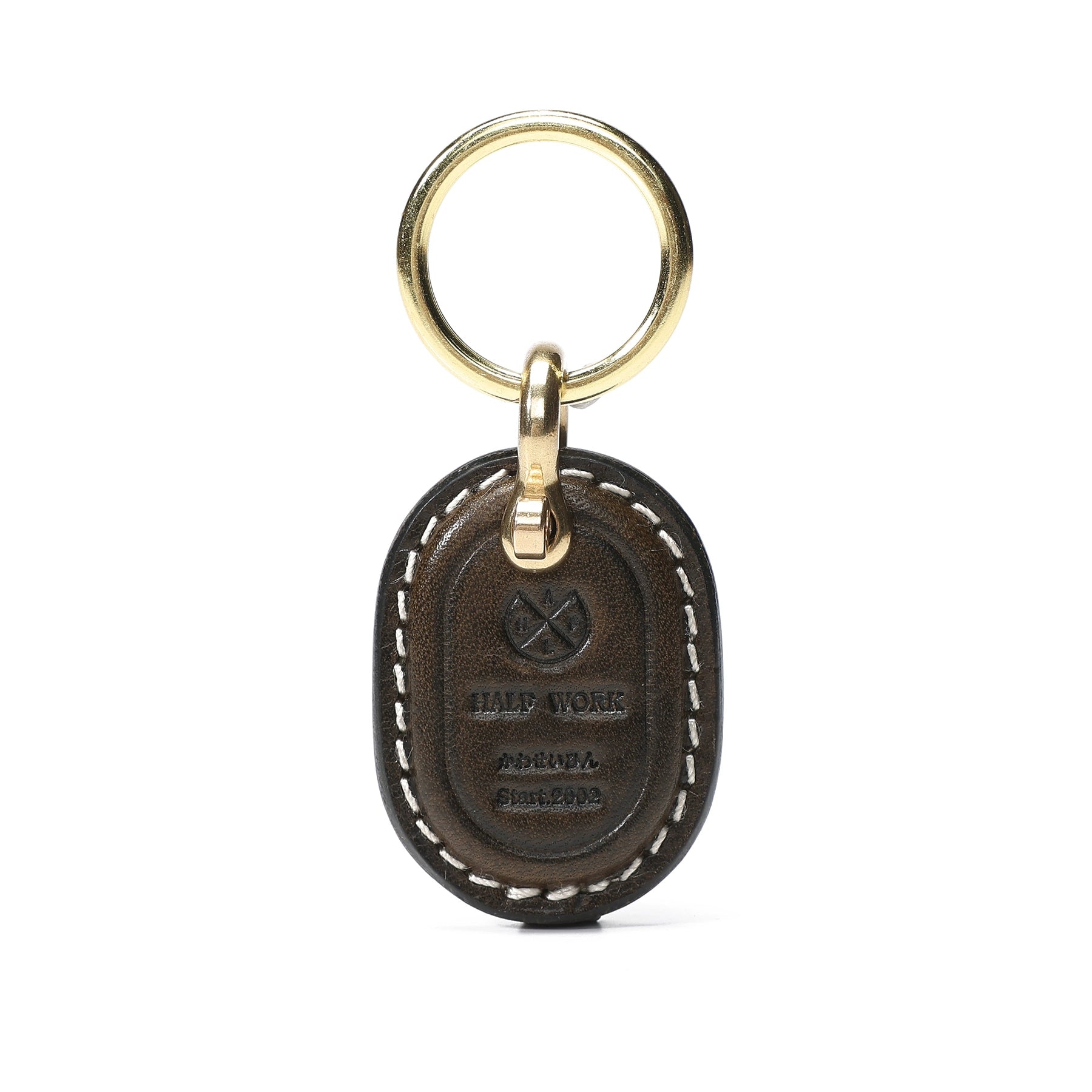 HALF WORK handmade keychain pendant pure copper car motorcycle keychain cowhide pendant exquisite leather