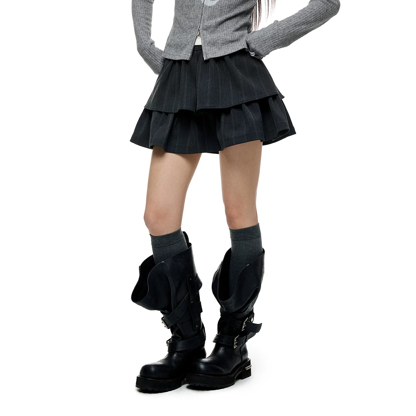 JIKOO Striped Suit Puffy Skirt