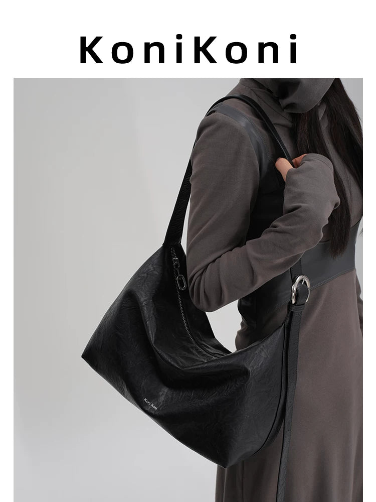 KoniKoni Leather Large Capacity Messenger Bag