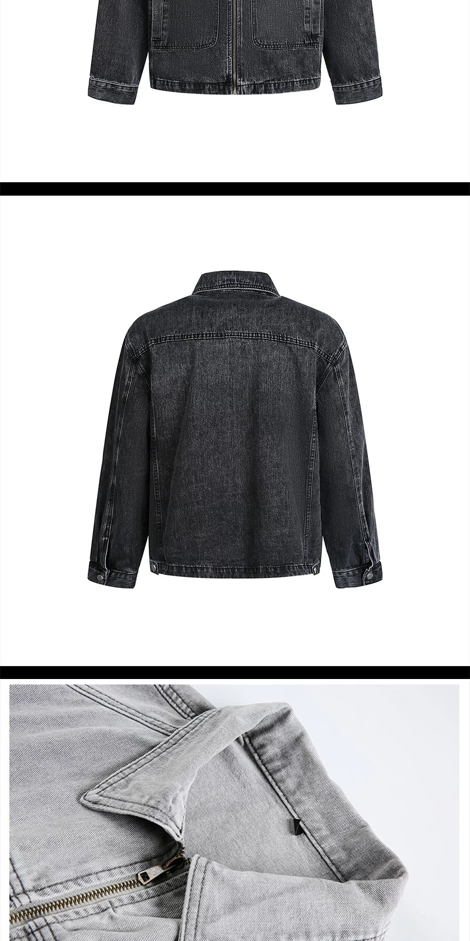 Zuocisankon Turtleneck Denim Jacket