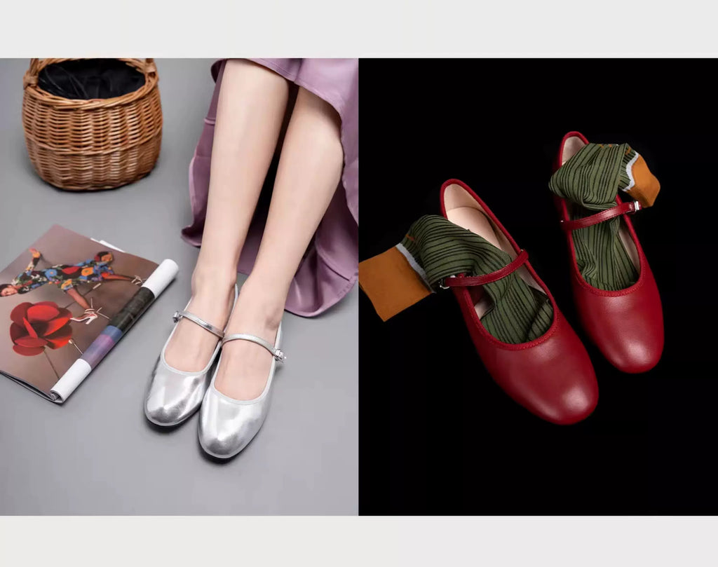 L'aise Comfortable Retro Flat Casual Mary Jane Shoes