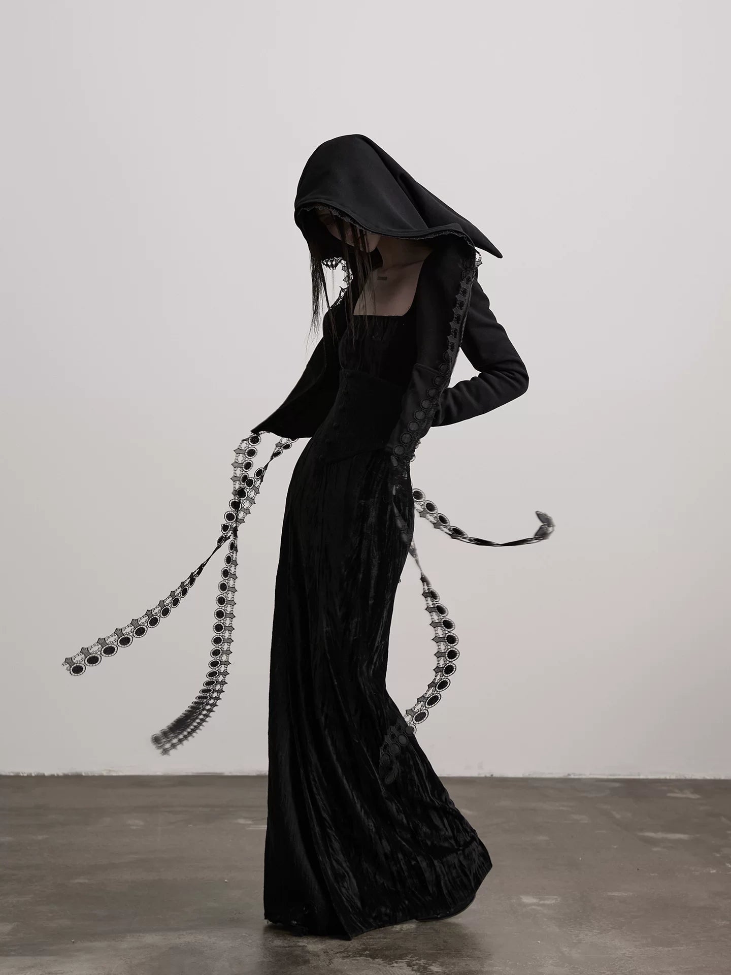 INDULGE Streamer Zipper Fleece Hooded Slim Jacket