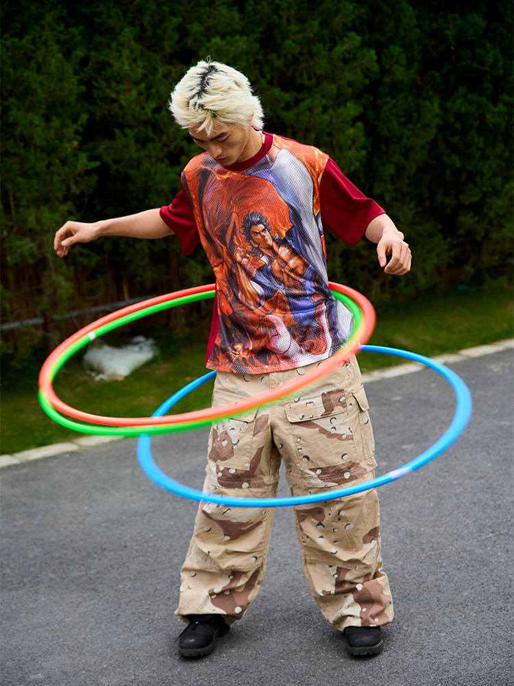 AVENUESON Dragon Humen Manga Full Print Mesh Breathable Tee