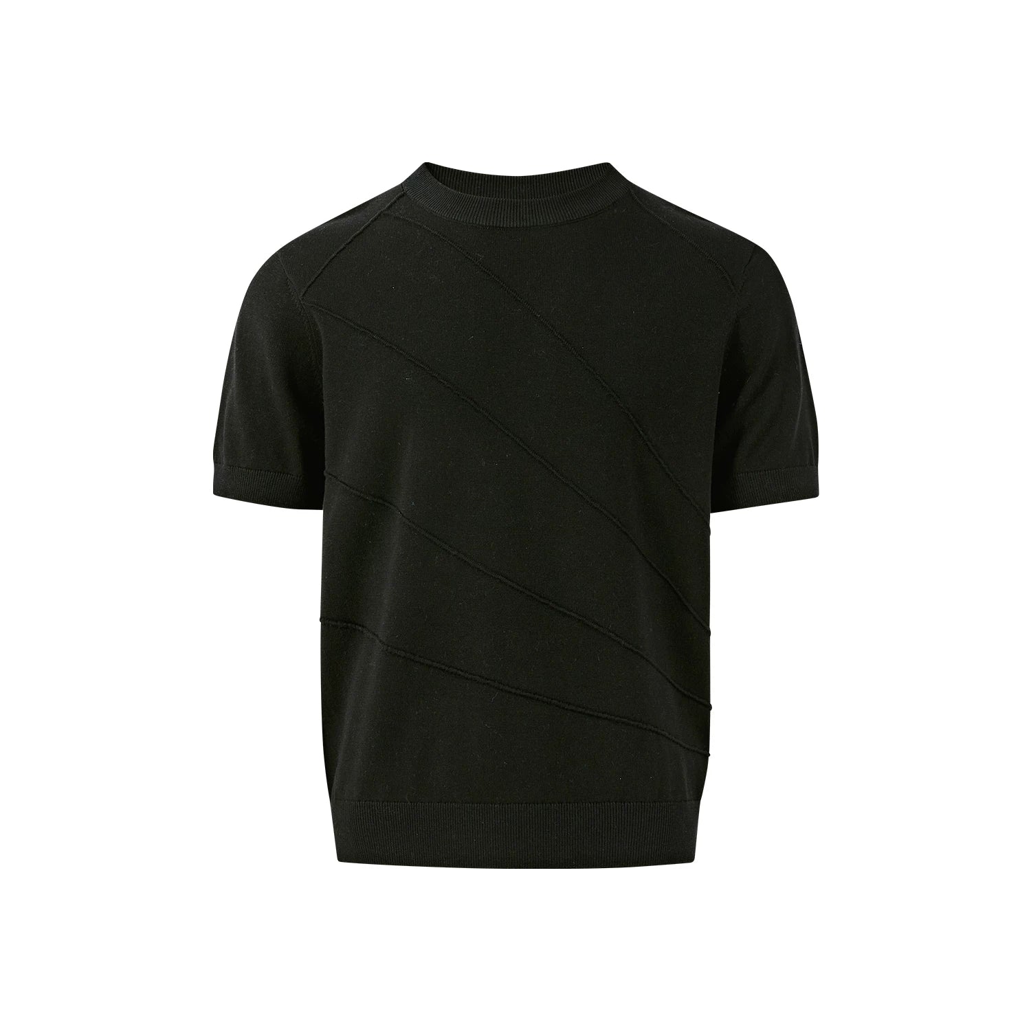 KREATE Front Shoulder Three-dimensional Jacquard Crew Neck Knitted Tee