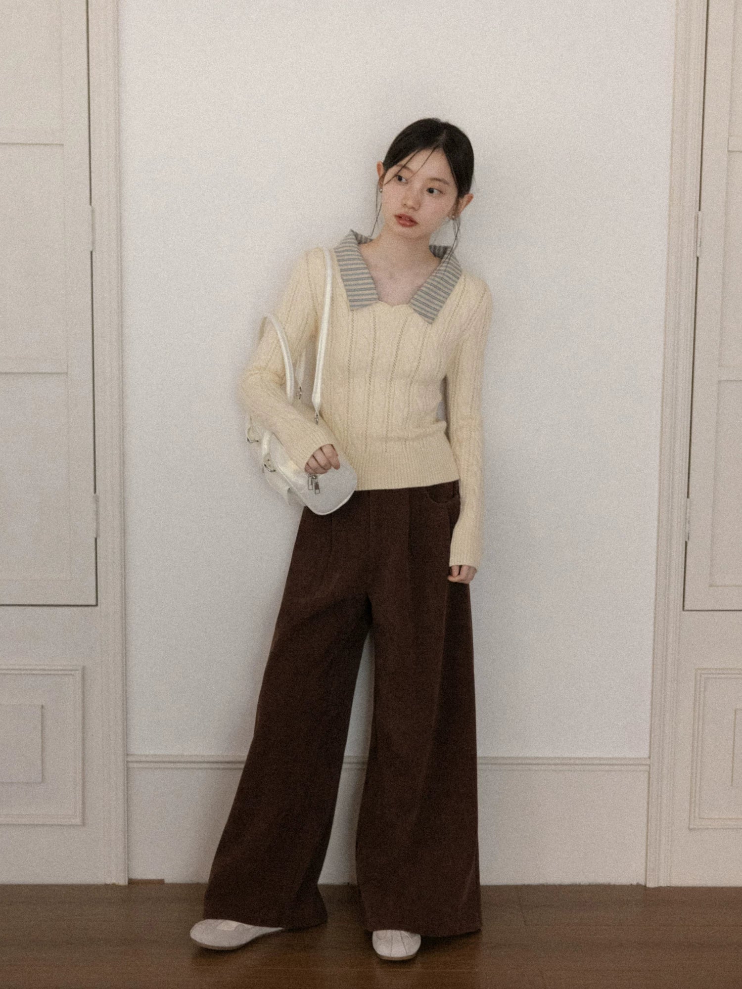 Cantonstory Lapel Wool Knitted Sweater