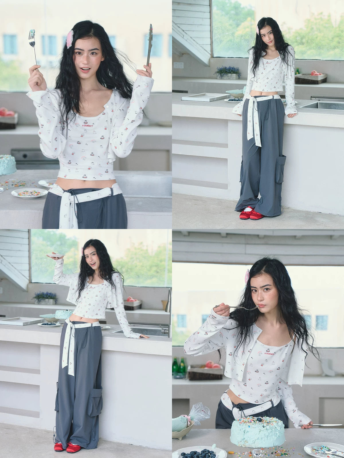 Ablueberry Puppy Print Short Cardigan