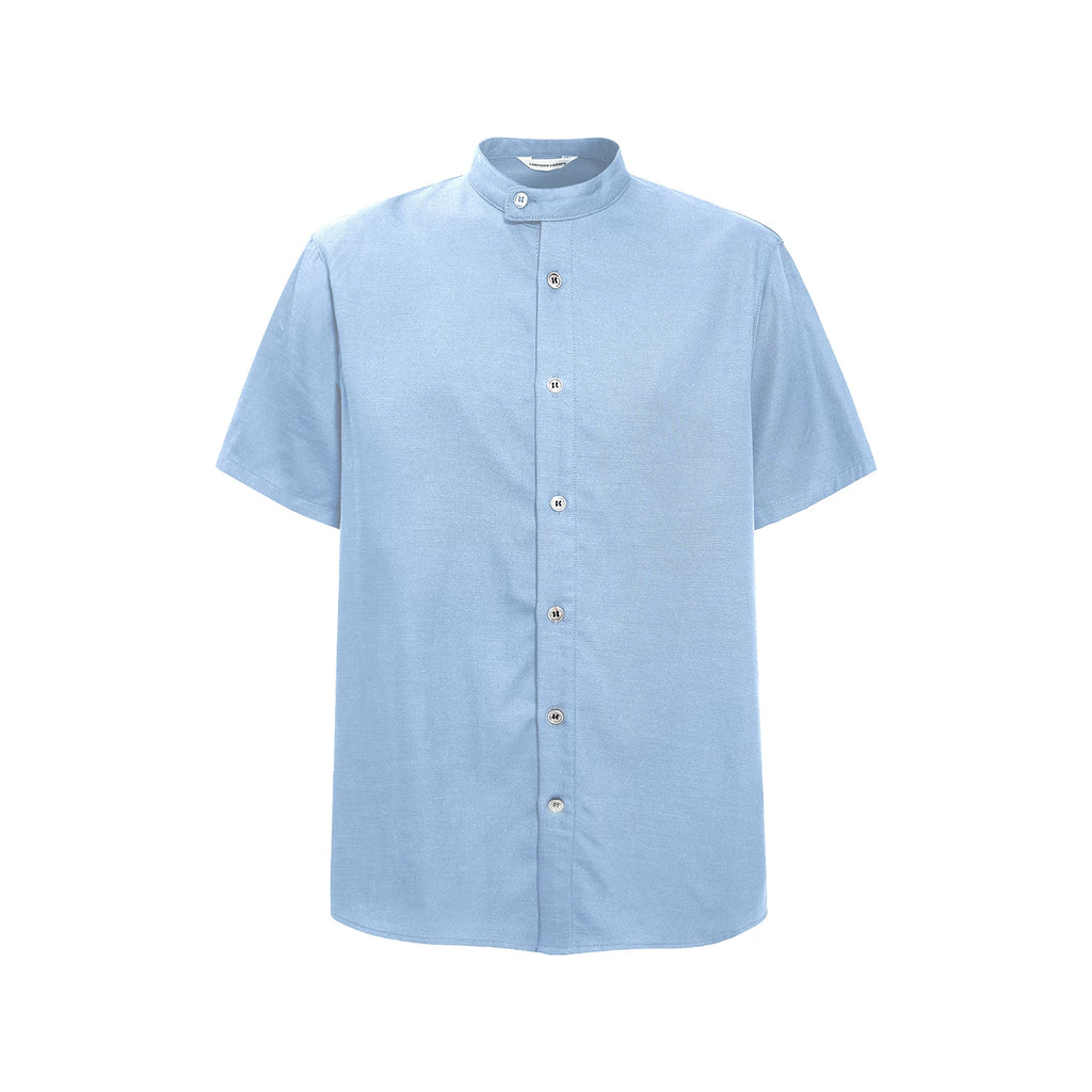 Sameuoo Stand-up Collar Linen Casual Shirt