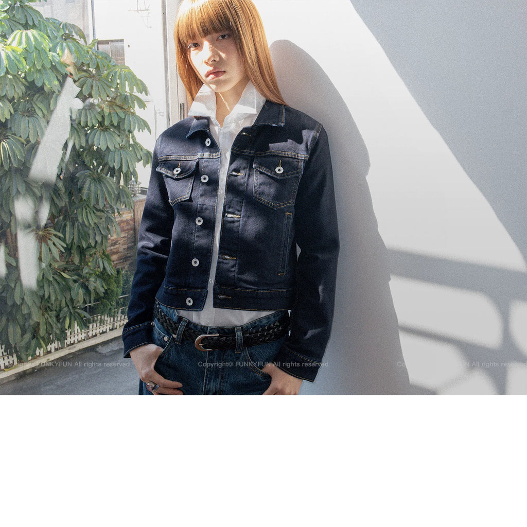 FUNKYFUN Denim Short Lapel Jacket