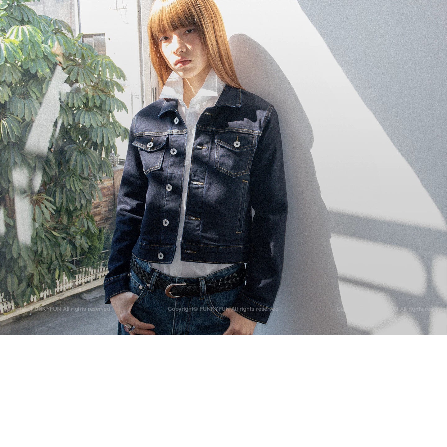 FUNKYFUN Denim Short Lapel Jacket