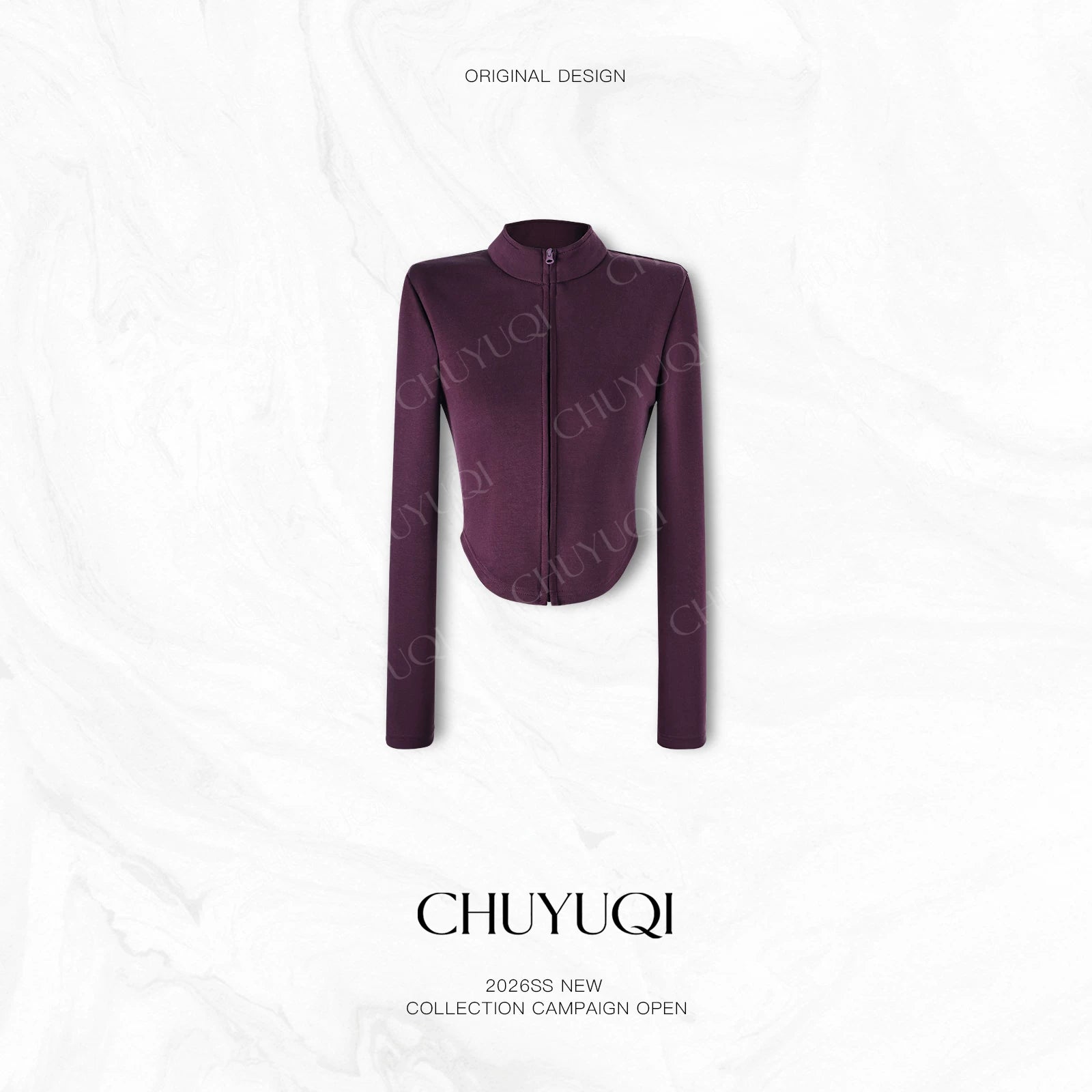 CHUYUQI Casual Short Zipper Top Flared Pants Two-piece Set