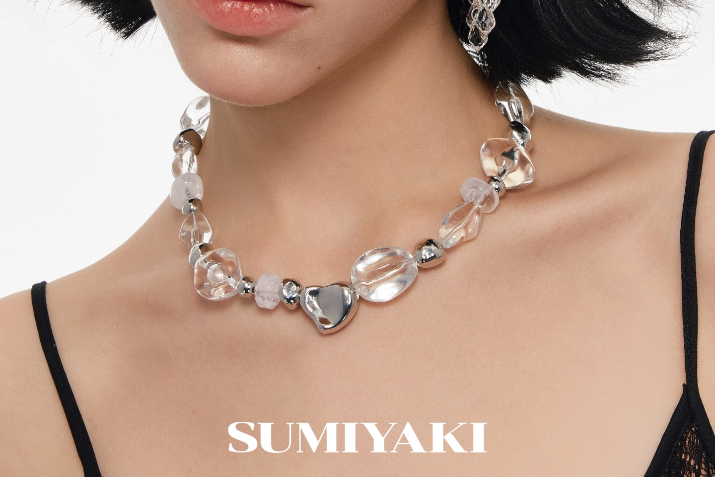 SUMIYAKI Niche Transparent Crystal Necklace
