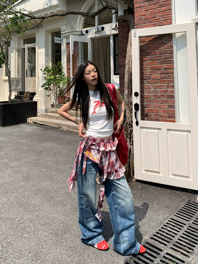 EAHO Vintage Ripple Design Jeans