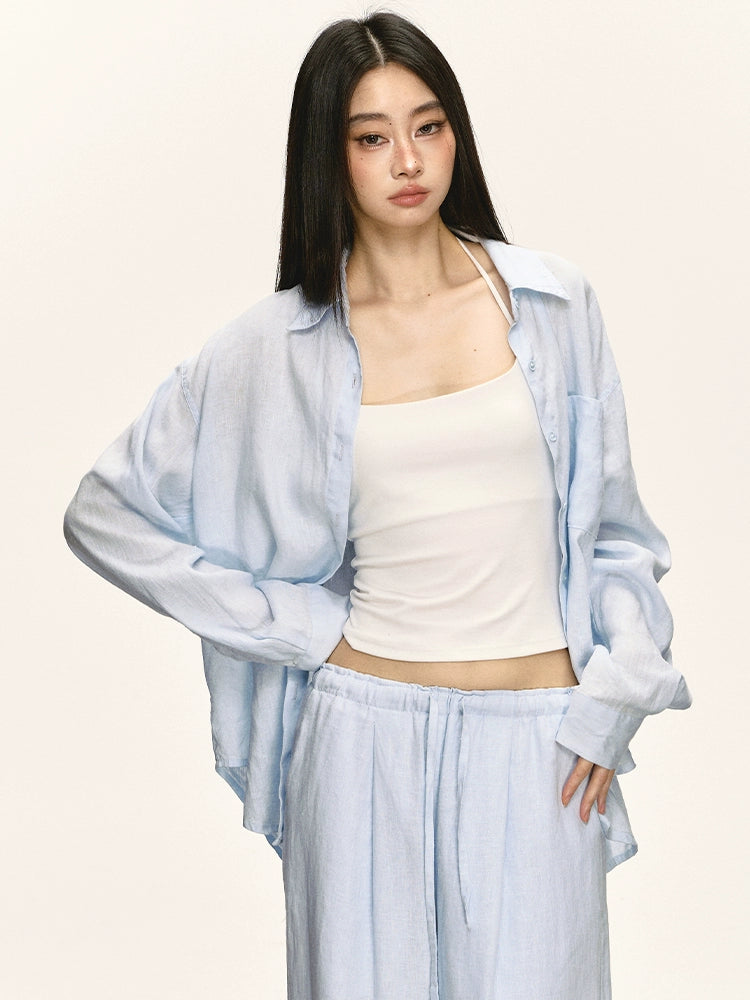 Anna Aneae Sunscreen Shirt Jacket Wide-leg Pants Two-piece Set
