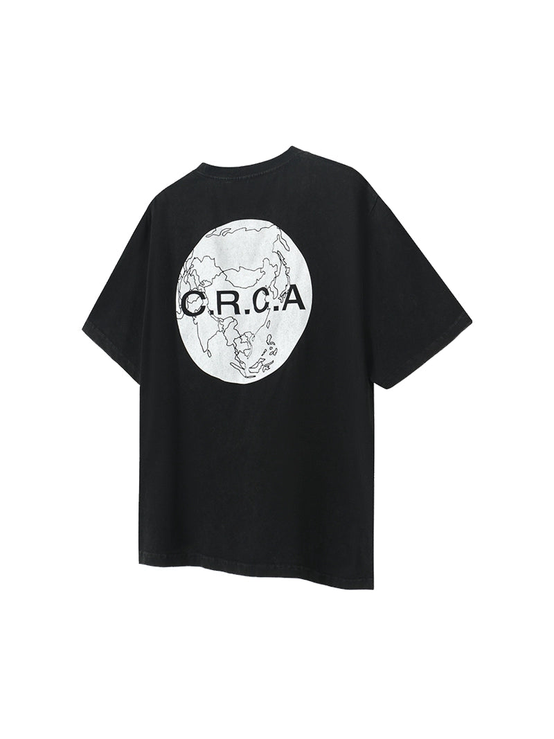 CRICLE CAGE Earth Map Loose Round Neck Tee
