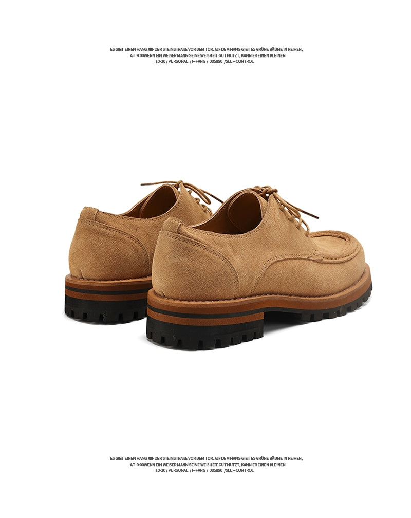 FANGSANHUO Retro Thick-soled Heightened Suede Casual Tooling Derby Shoes