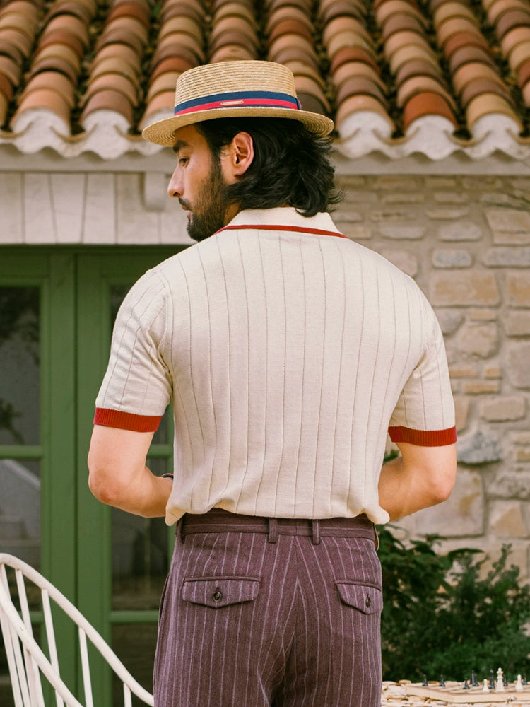 SOARIN Striped Gentleman Lapel Tee