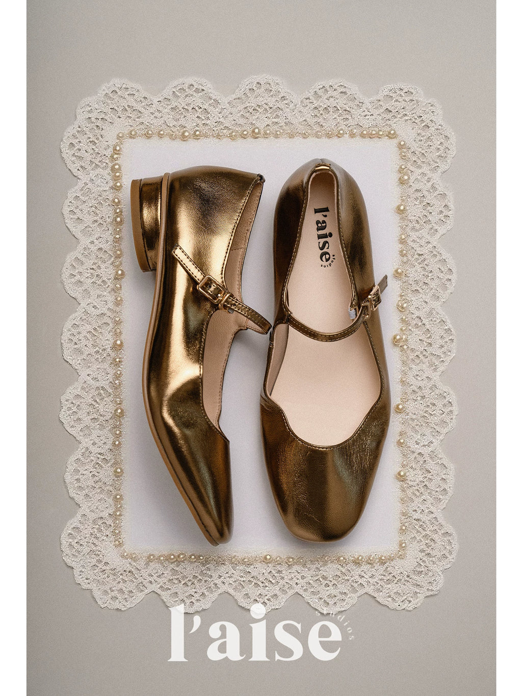 L'aise Pleated Cowhide Comfortable Shoes