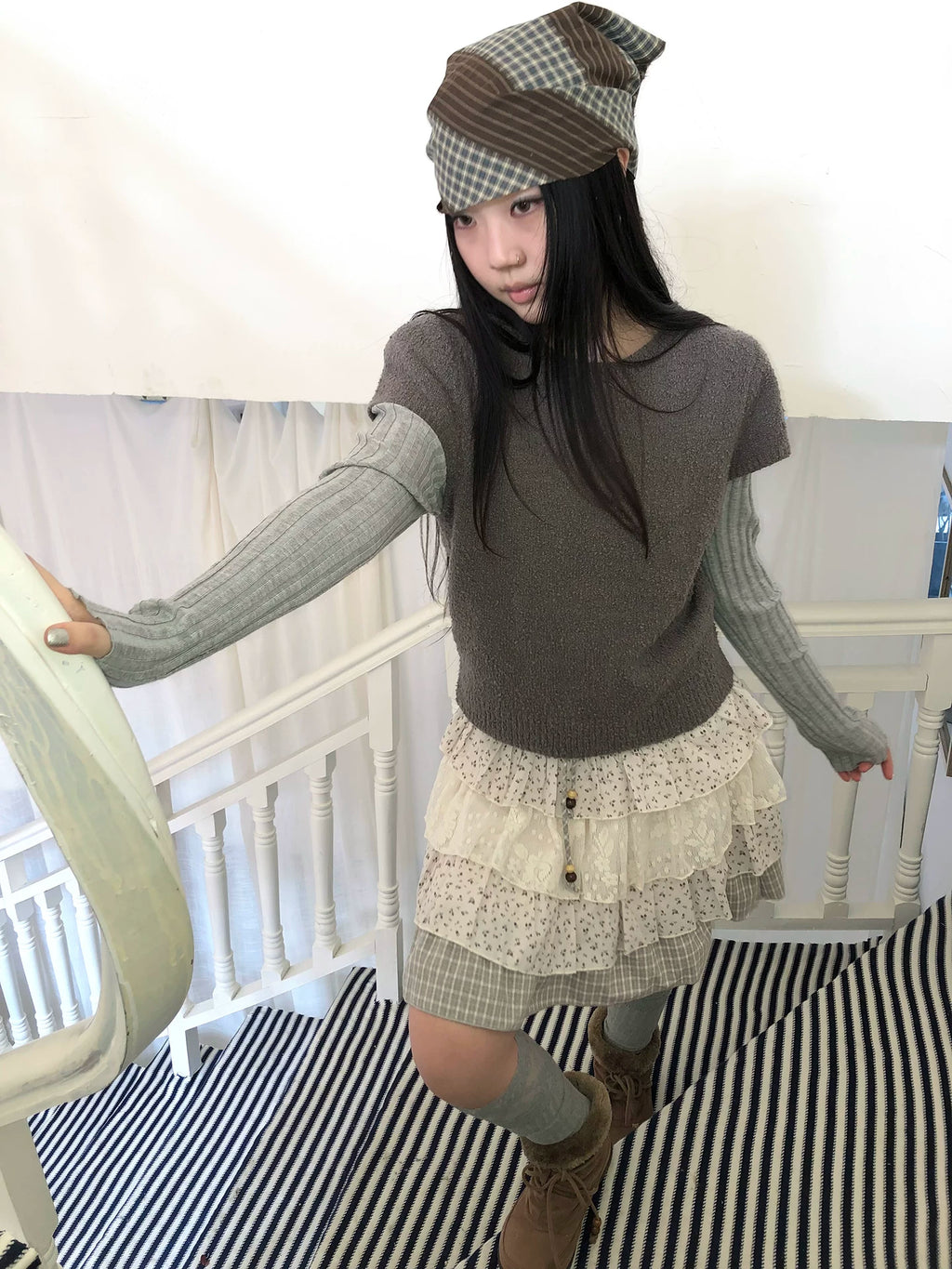 Ang: Project Vintage Crew Neck Front Shoulder Knitted Tee