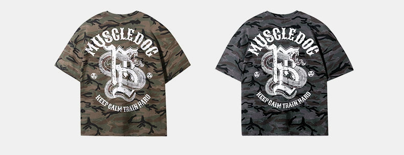Muscle Dog Military Style Camouflage Sports and Leisure Tee