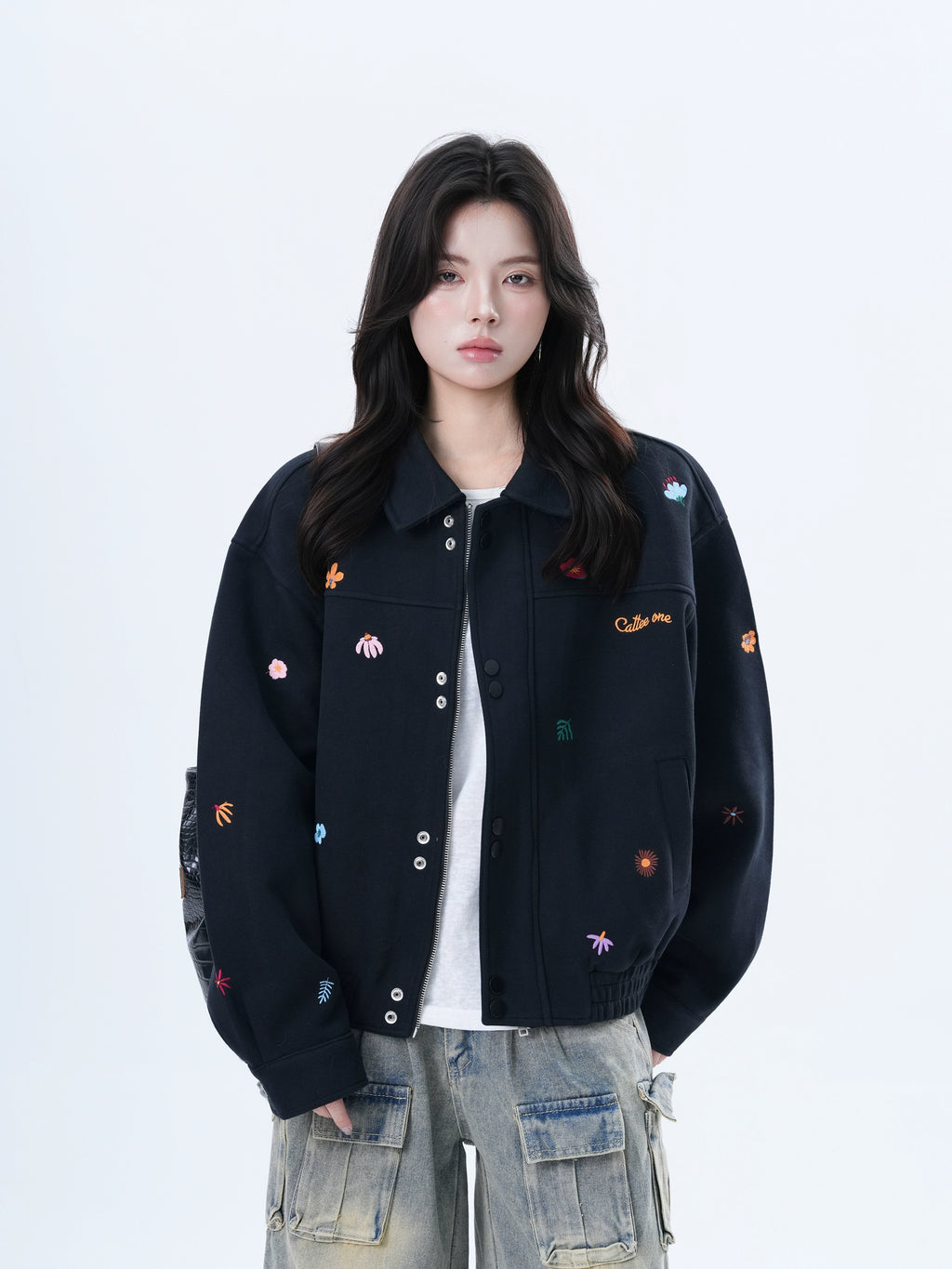 Zuocisankon Vintage Small Embroidered Loose Jacket