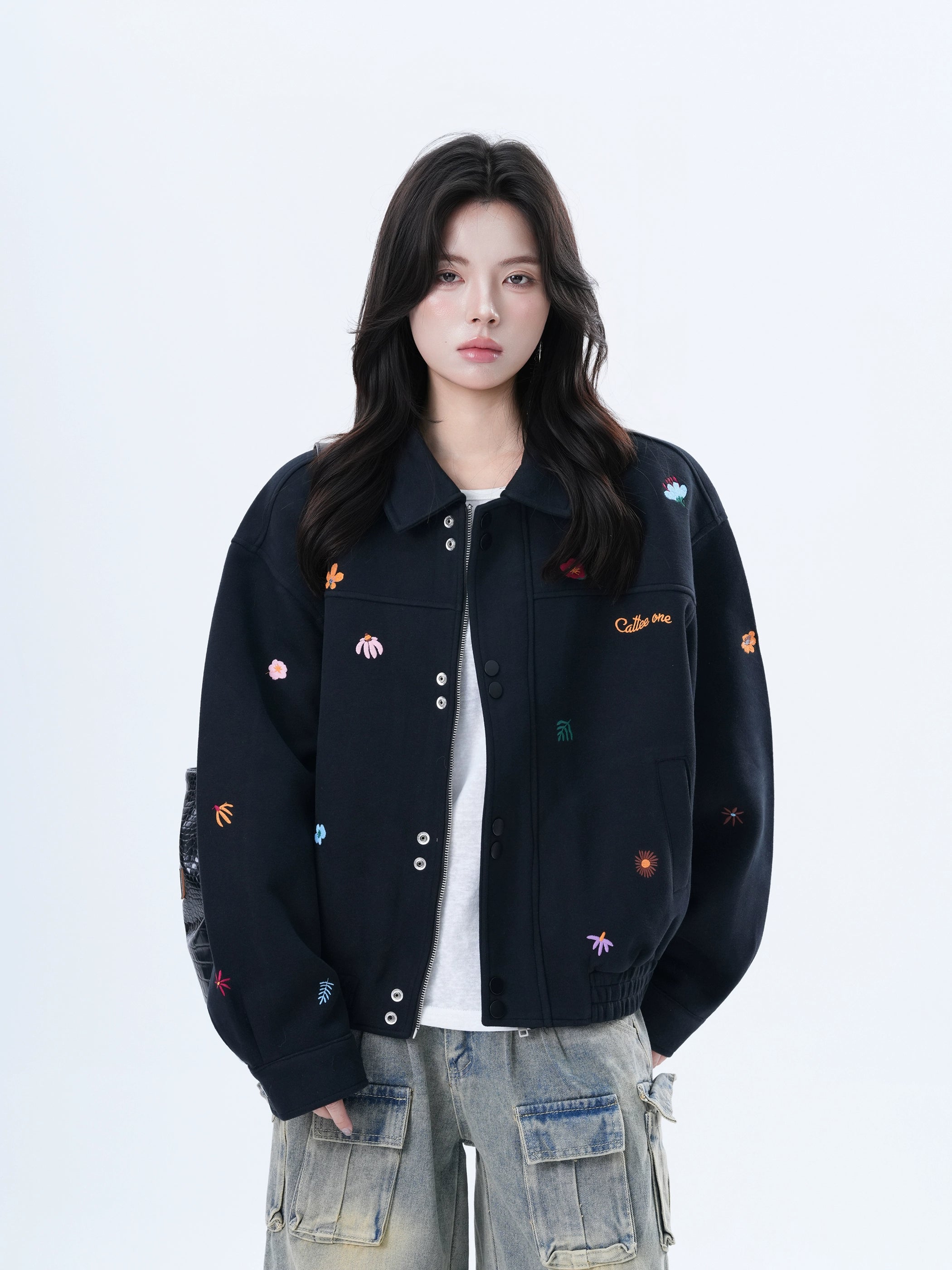 Zuocisankon Vintage Small Embroidered Loose Jacket