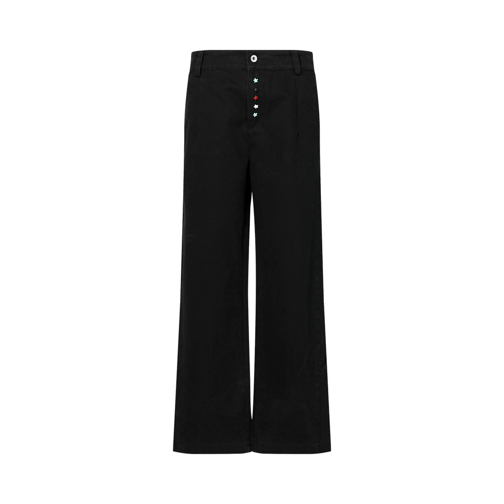 FUNKYFUN Hand-sewn Colorful Starfish Button-up Straight Casual Pants