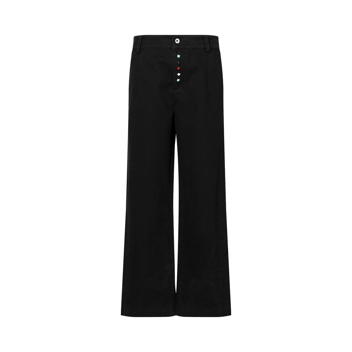 FUNKYFUN Hand-sewn Colorful Starfish Button-up Straight Casual Pants