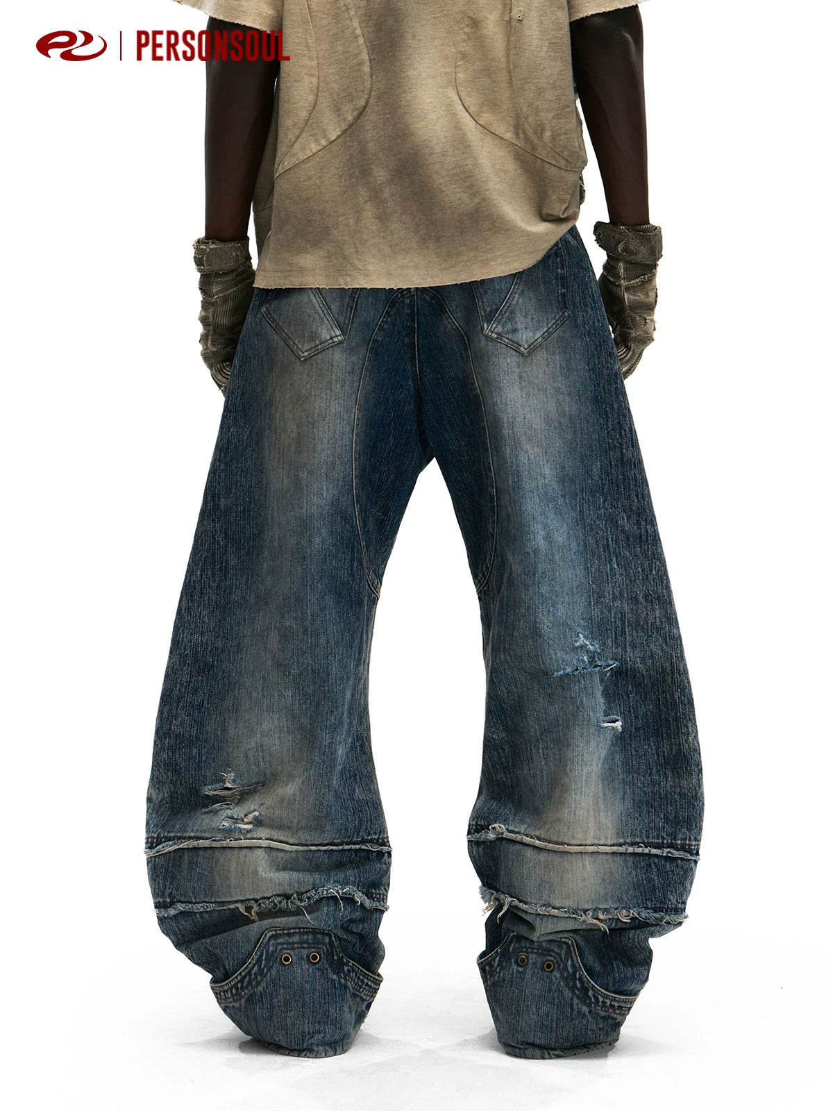 PERSONSOUL Vintage Totem Embroidered Jeans