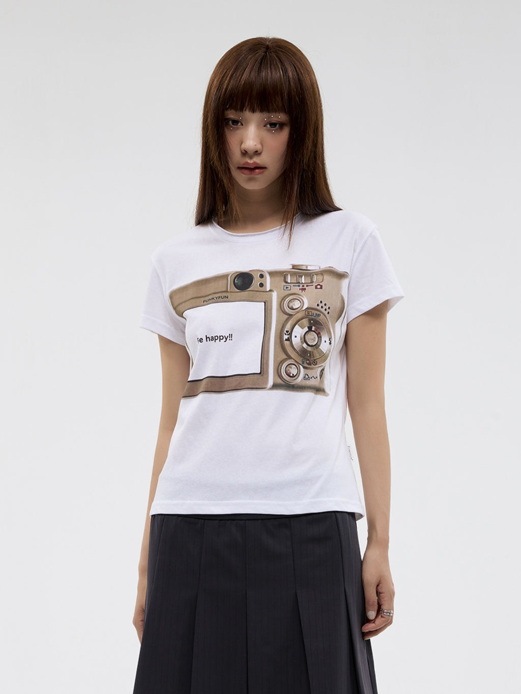 FUNKYFUN Digital Camera Printed Short-sleeved Tee