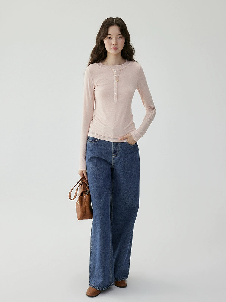 VOOE Fake Two Pieces Sweet Slim Primer Long Sleeve