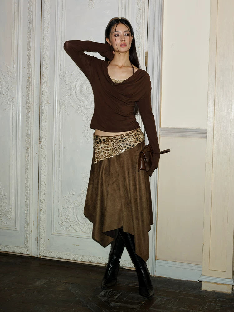 J TheChosen Irregular Suede Skirt