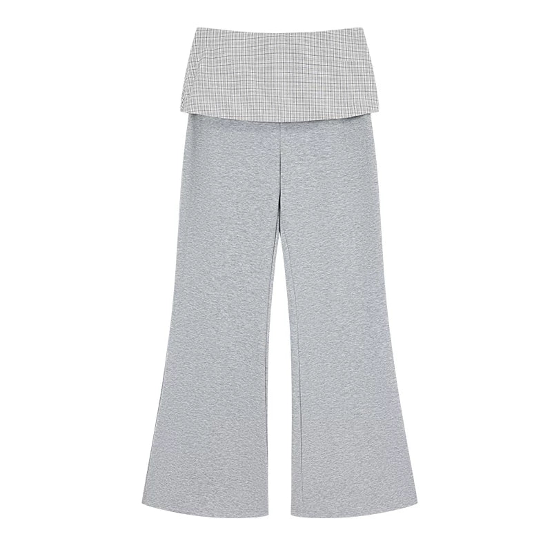 Ablueberry Plaid Paneled Spicy Slacks