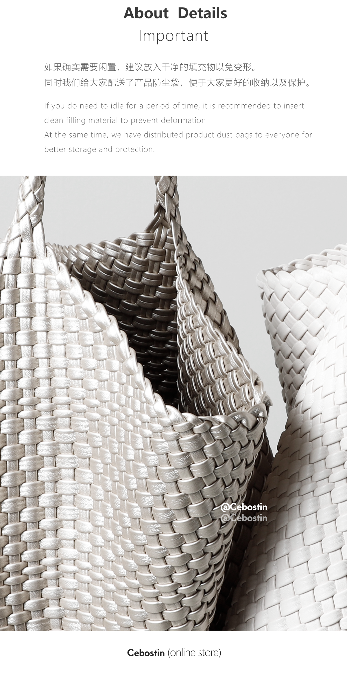 Cebostin Premium Sense Braided Large Capacity Tote Bag