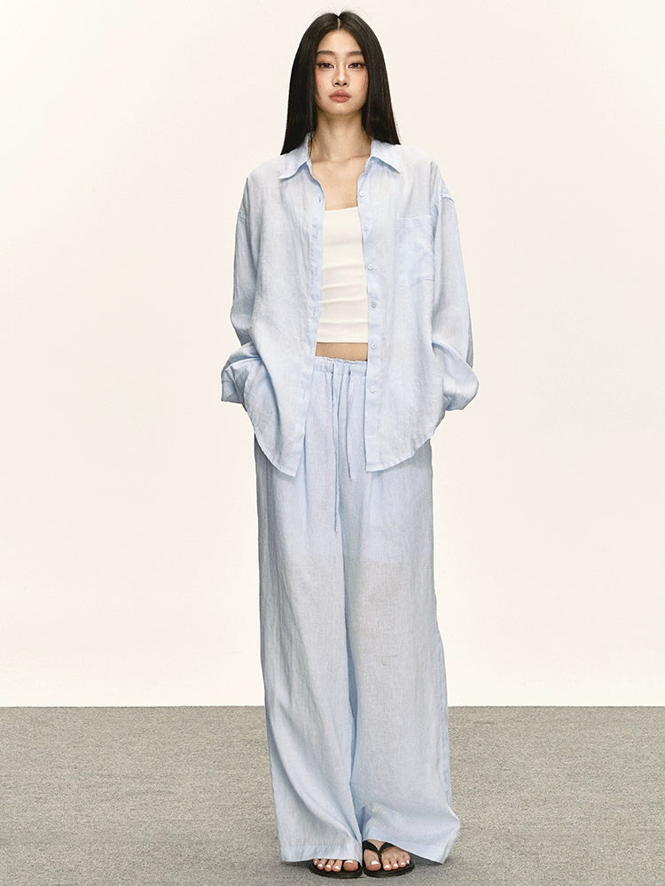 Anna Aneae Sunscreen Shirt Jacket Wide-leg Pants Two-piece Set