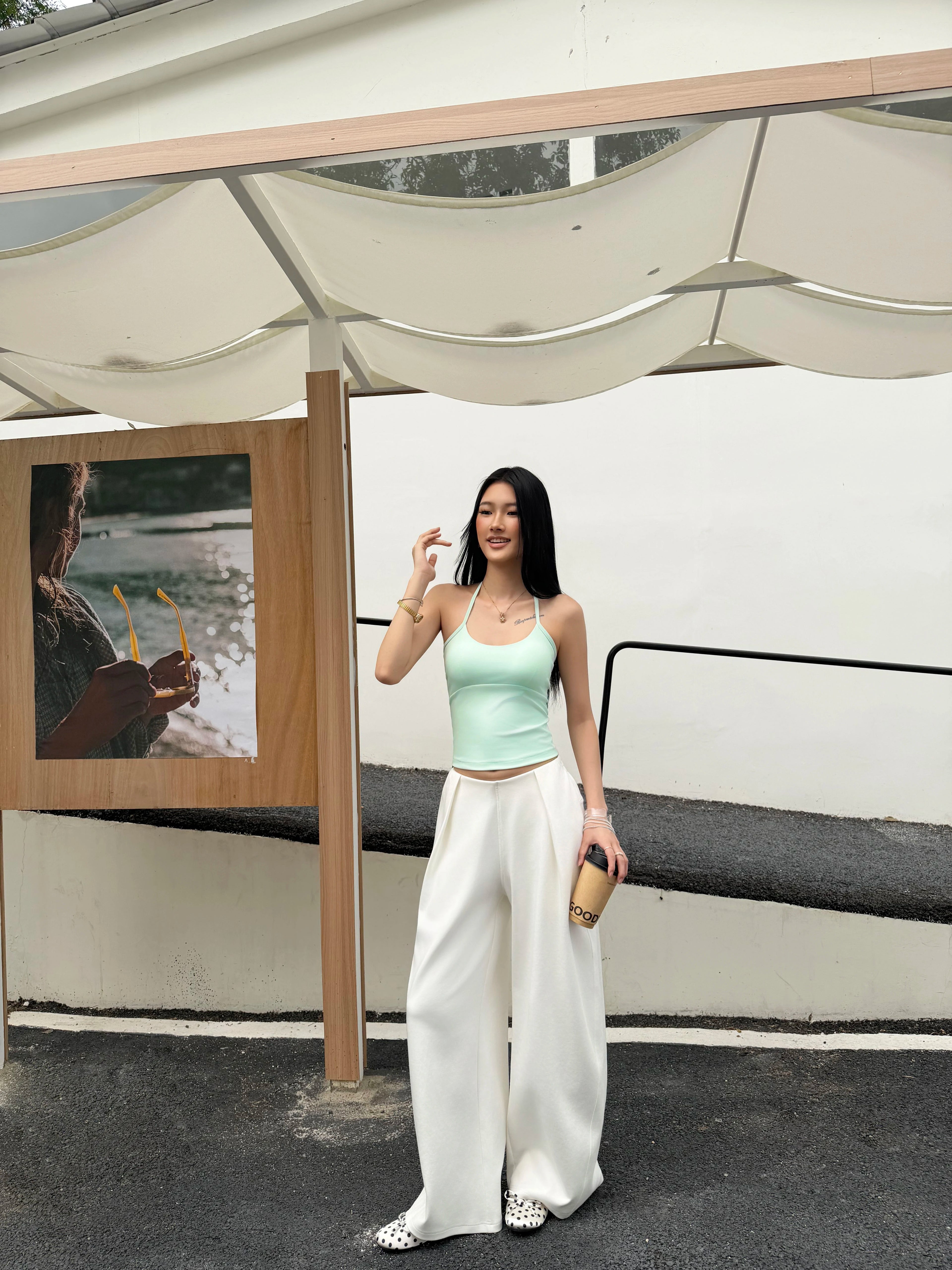 Audwyn Skinny Pleated Wide Leg Pants