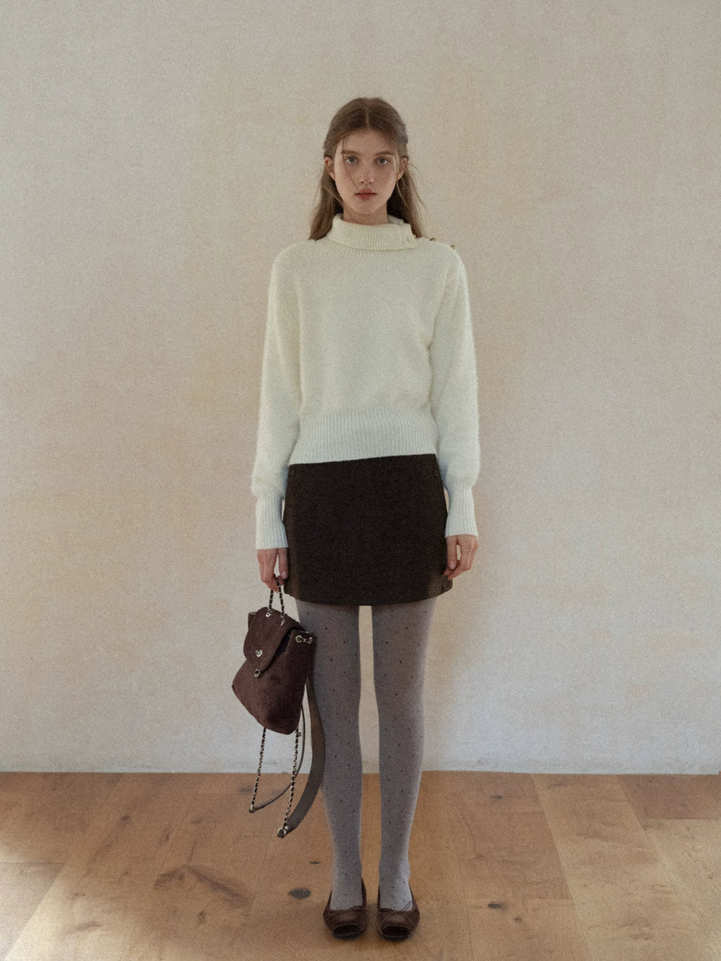 EGGKA Button Plush Simple Temperament Knitted Sweater