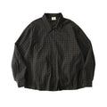 LIVINGTOWN Vintage Dark Check Loose Long-sleeved Shirt