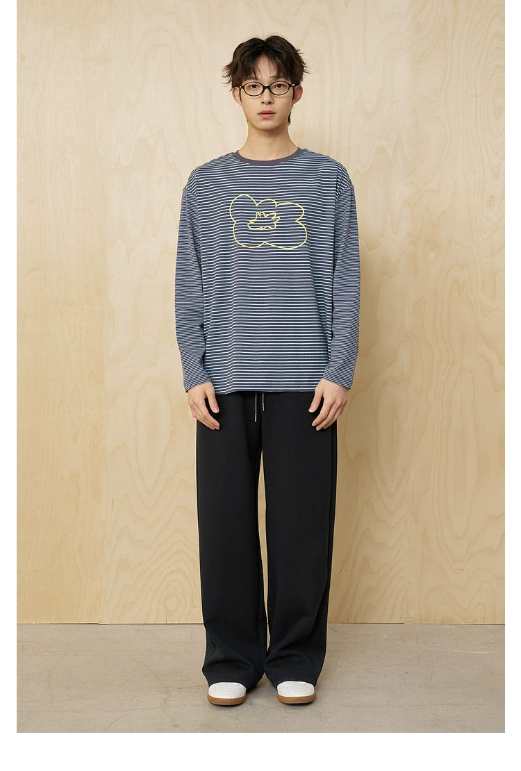 MoodLikeMe Irregular Striped Splicing Long Sleeve