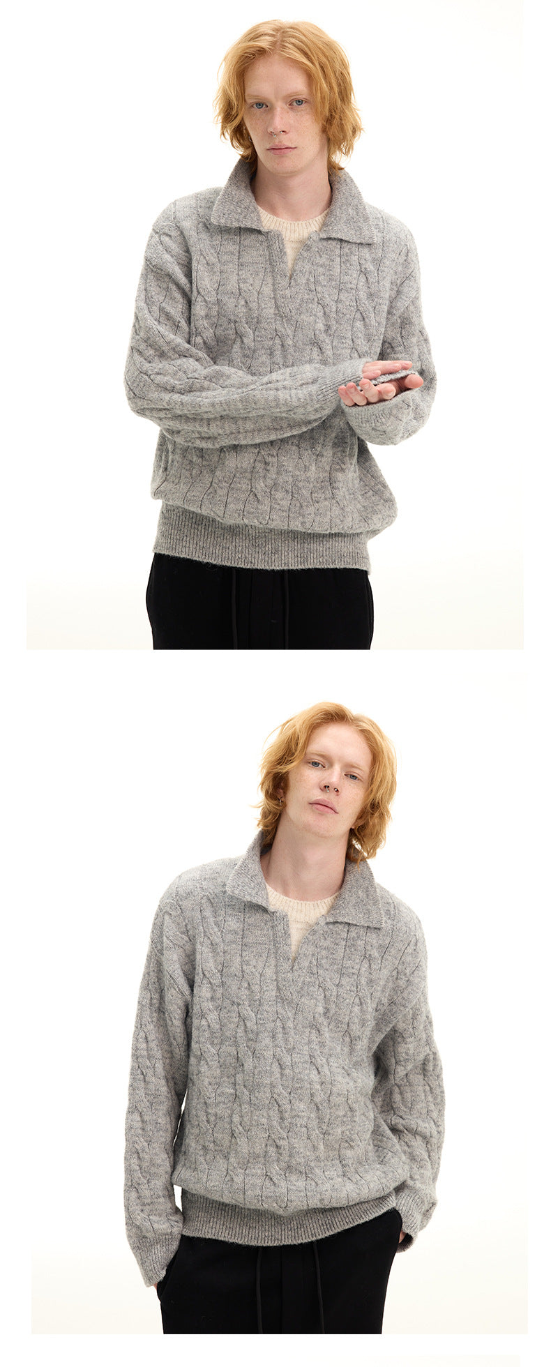 UNF Cashmere Comfortable Soft Waxy Fake Two-piece Knitted Sweater