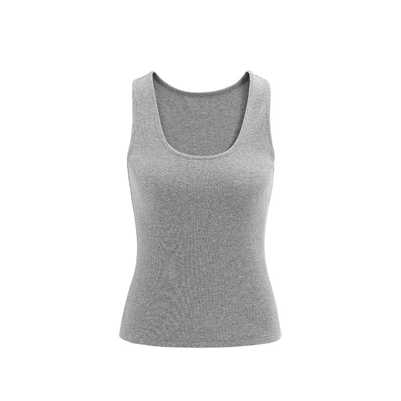 Inflation High Elastic Threaded U-Neck Suspender Bottom Shirt