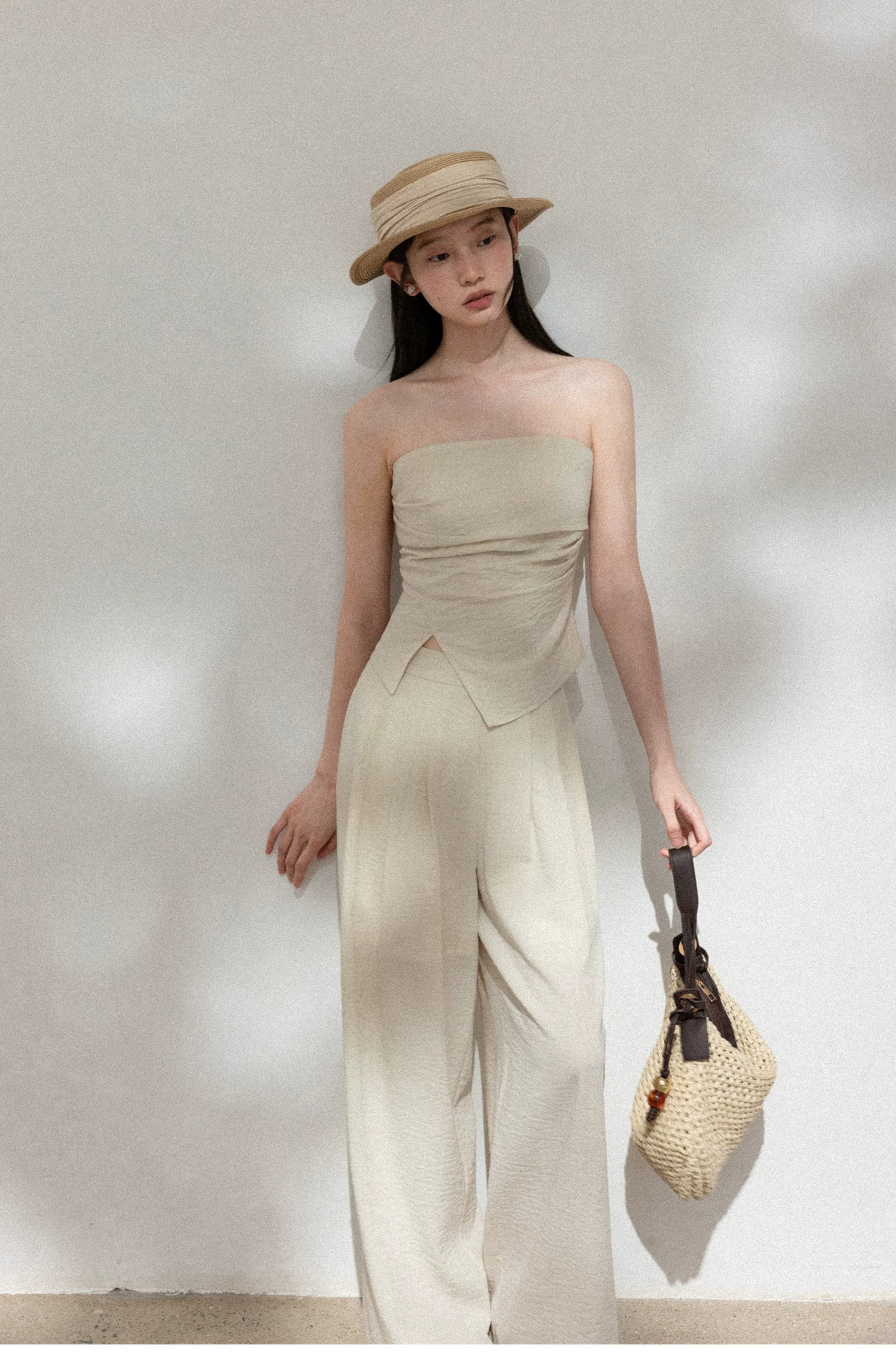 Cantonstory Backless Sleeveless Strap Casual Pants Set